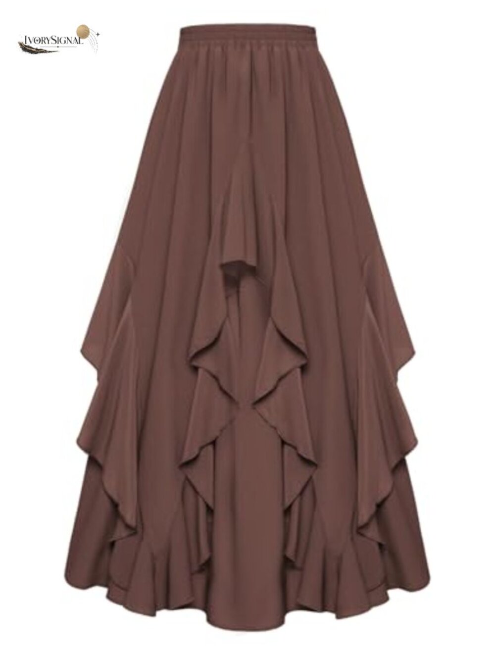 Ruffled Flowy Renaissance Maxi Skirt A-Line Double-Layered